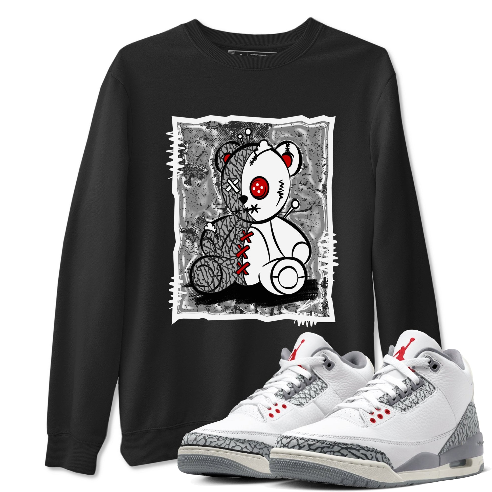 3s Cement Grey shirts to match jordans Vintage Bear sneaker match tees Air Jordan 3 Cement Grey SNRT Sneaker Release Tees unisex cotton Black 1 crew neck shirts