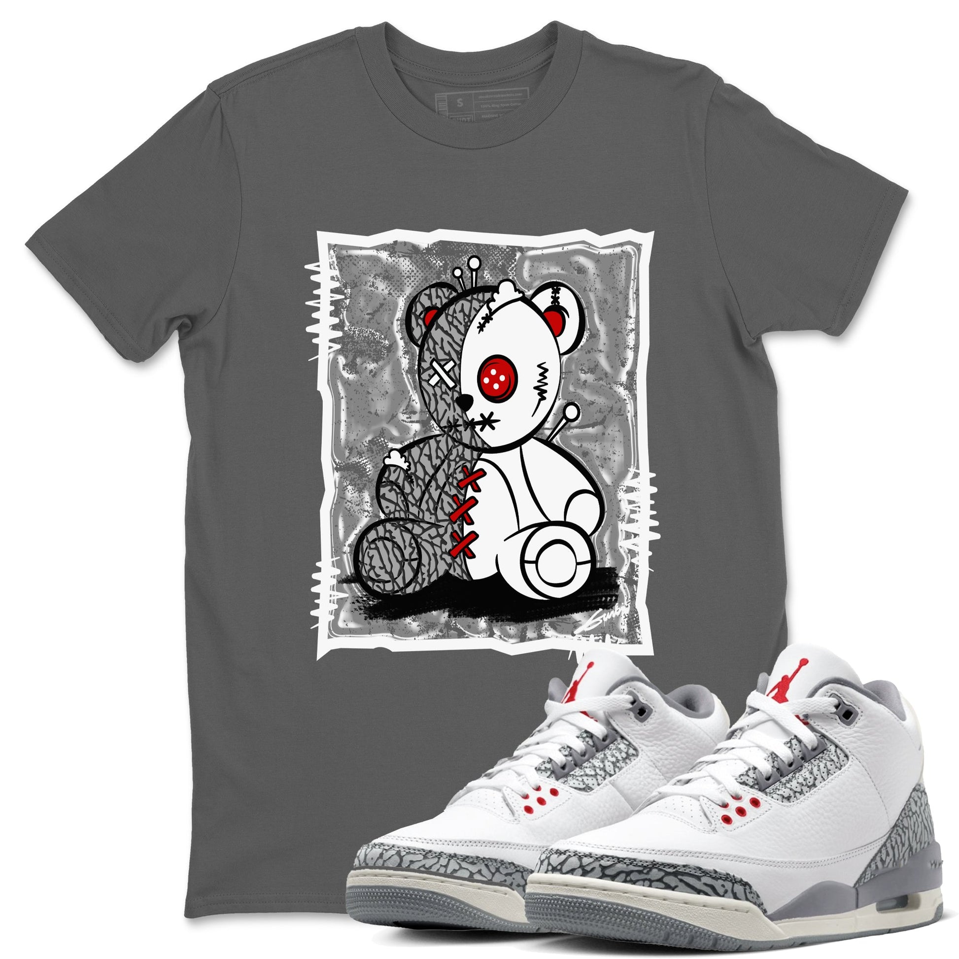 3s Cement Grey shirts to match jordans Vintage Bear sneaker match tees Air Jordan 3 Cement Grey SNRT Sneaker Release Tees unisex cotton Cool Grey 1 crew neck shirts