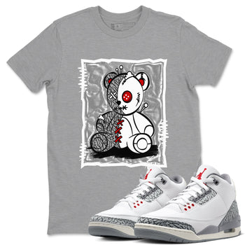 3s Cement Grey shirts to match jordans Vintage Bear sneaker match tees Air Jordan 3 Cement Grey SNRT Sneaker Release Tees unisex cotton Heather Grey 1 crew neck shirts