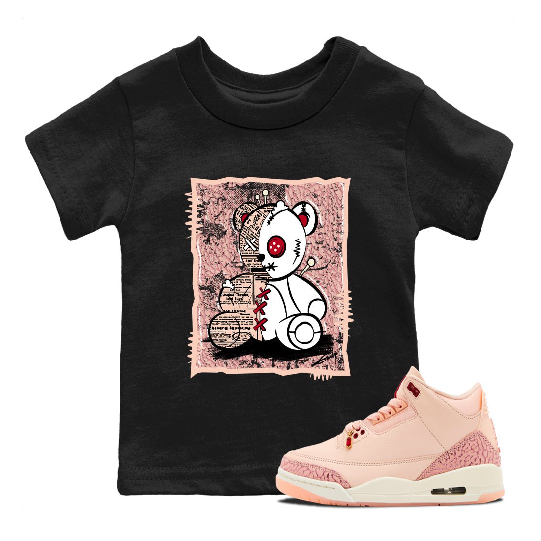 3s Valentines Day shirts to match jordans Vintage Bear best t shirts to wear with jordans Air Jordan 3 Valentines Day match shoes to clothes SNRT Sneaker Tees Youth Baby Black 1 tee