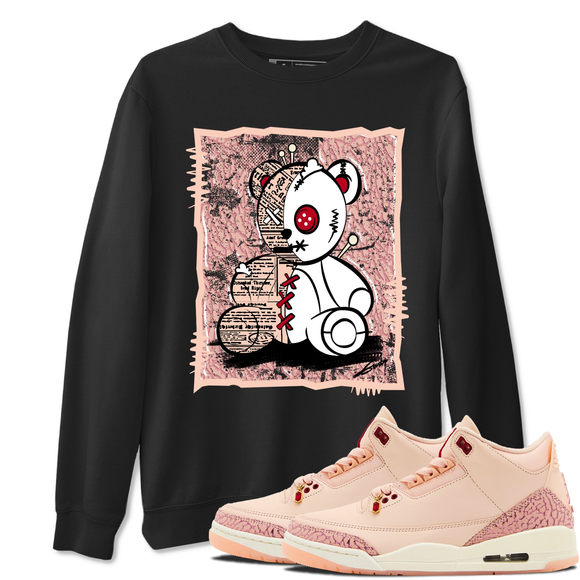 3s Valentines Day shirts to match jordans Vintage Bear best t shirts to wear with jordans Air Jordan 3 Valentines Day match shoes to clothes SNRT Sneaker Tees unisex cotton Black 1 shirts
