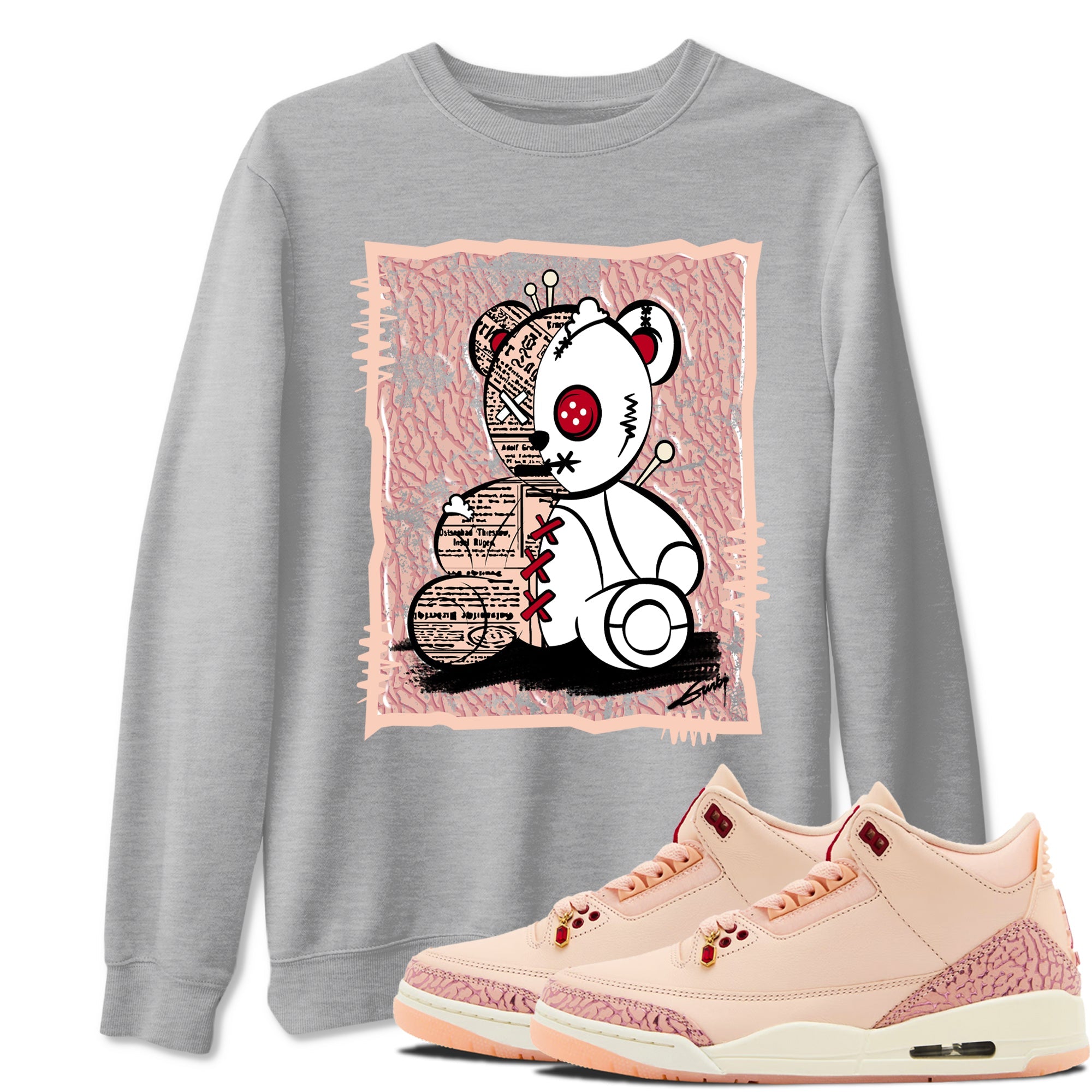 3s Valentines Day shirts to match jordans Vintage Bear best t shirts to wear with jordans Air Jordan 3 Valentines Day match shoes to clothes SNRT Sneaker Tees unisex cotton Heather Grey 1 shirts