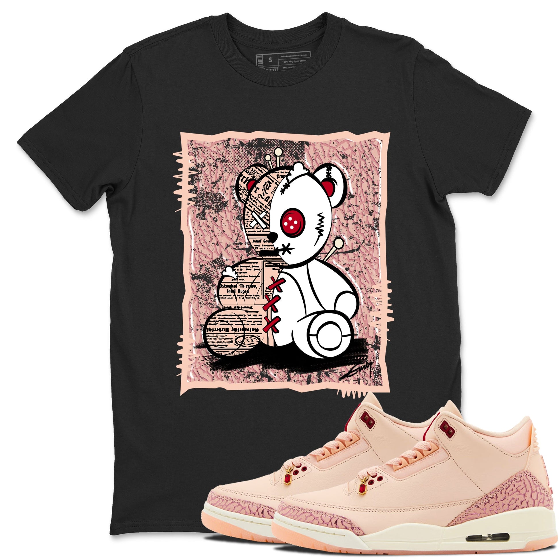 3s Valentines Day shirts to match jordans Vintage Bear best t shirts to wear with jordans Air Jordan 3 Valentines Day match shoes to clothes SNRT Sneaker Tees unisex cotton Black 1 shirts