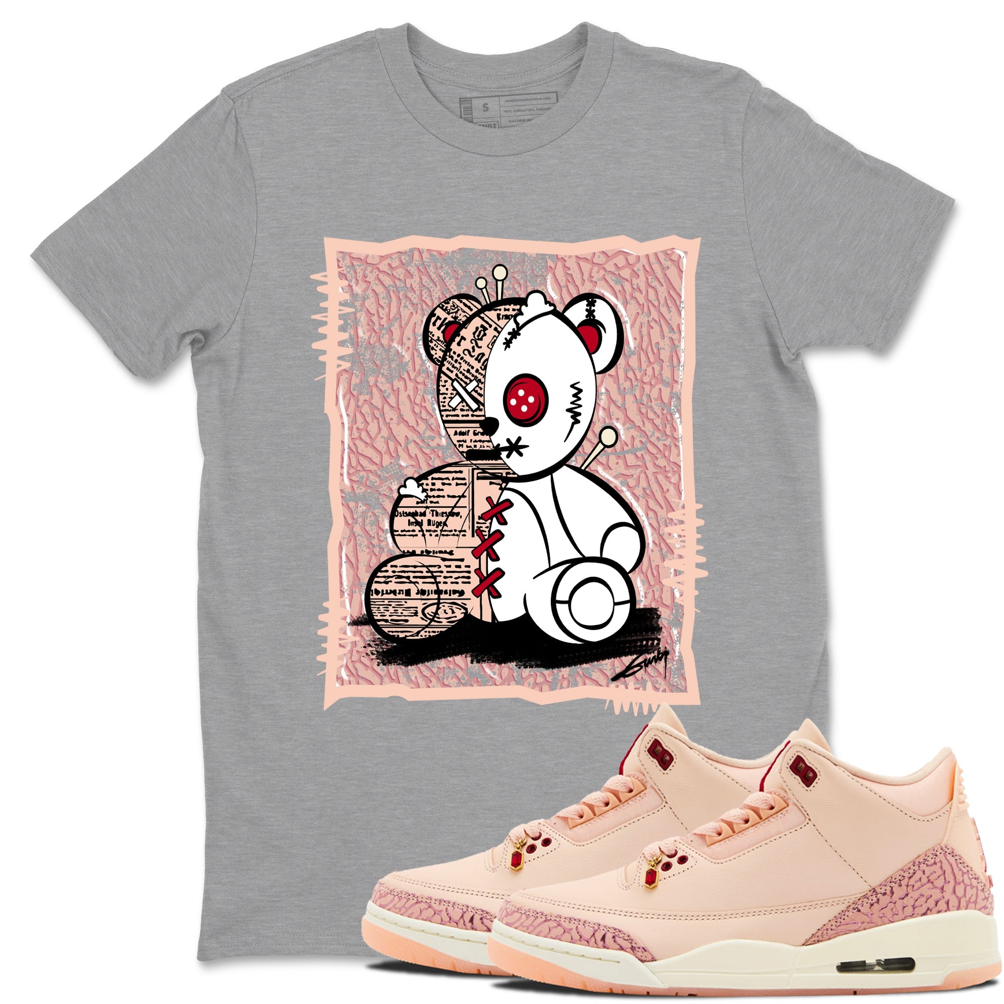 3s Valentines Day shirts to match jordans Vintage Bear best t shirts to wear with jordans Air Jordan 3 Valentines Day match shoes to clothes SNRT Sneaker Tees unisex cotton Heather Grey 1 shirts