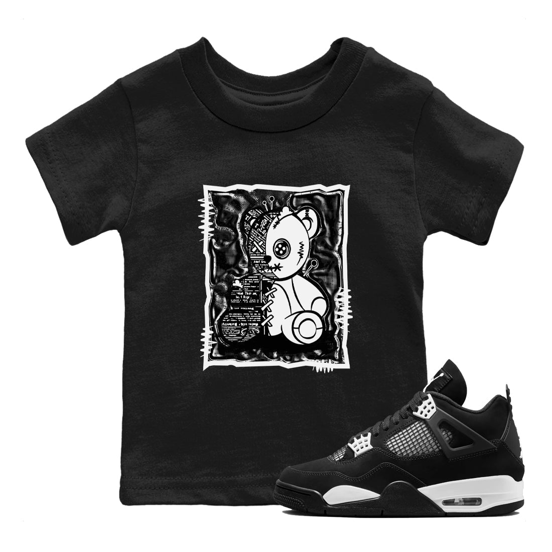 4s White Thunder shirts to match jordans Vintage Bear sneaker match tees Air Jordan 4 White Thunder SNRT Sneaker Release Tees Youth Baby Black 1 crew neck shirts