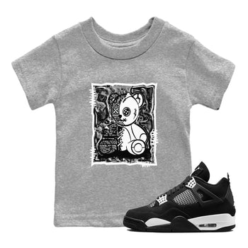 4s White Thunder shirts to match jordans Vintage Bear sneaker match tees Air Jordan 4 White Thunder SNRT Sneaker Release Tees Youth Baby Heather Grey 1 crew neck shirts