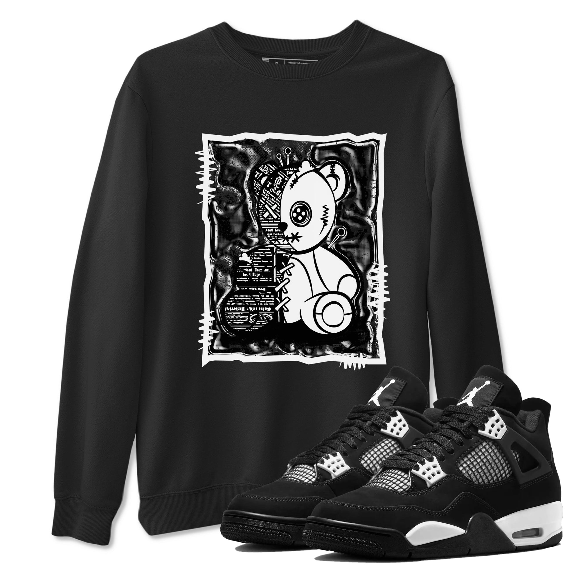 4s White Thunder shirts to match jordans Vintage Bear sneaker match tees Air Jordan 4 White Thunder SNRT Sneaker Release Tees unisex cotton Black 1 crew neck shirts