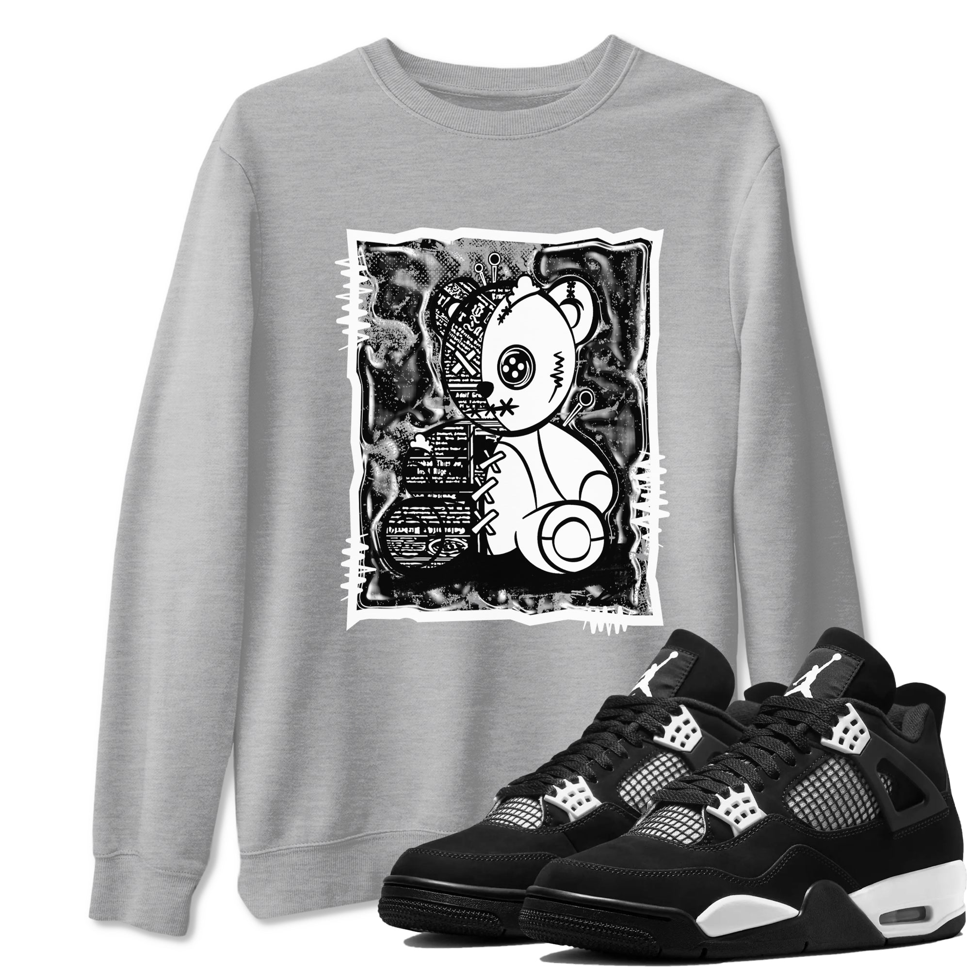 4s White Thunder shirts to match jordans Vintage Bear sneaker match tees Air Jordan 4 White Thunder SNRT Sneaker Release Tees unisex cotton Heather Grey 1 crew neck shirts