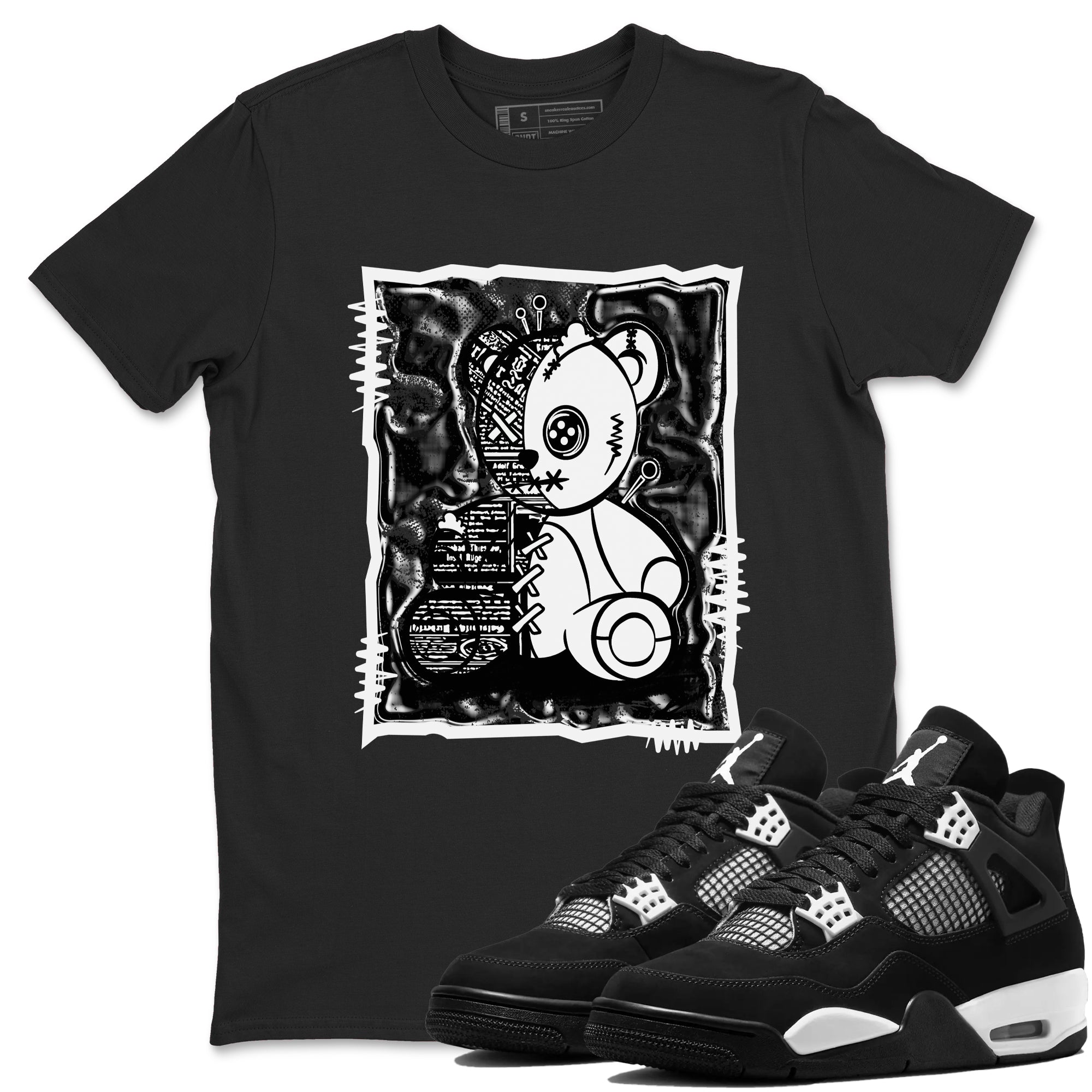 4s White Thunder shirts to match jordans Vintage Bear sneaker match tees Air Jordan 4 White Thunder SNRT Sneaker Release Tees unisex cotton Black 1 crew neck shirts