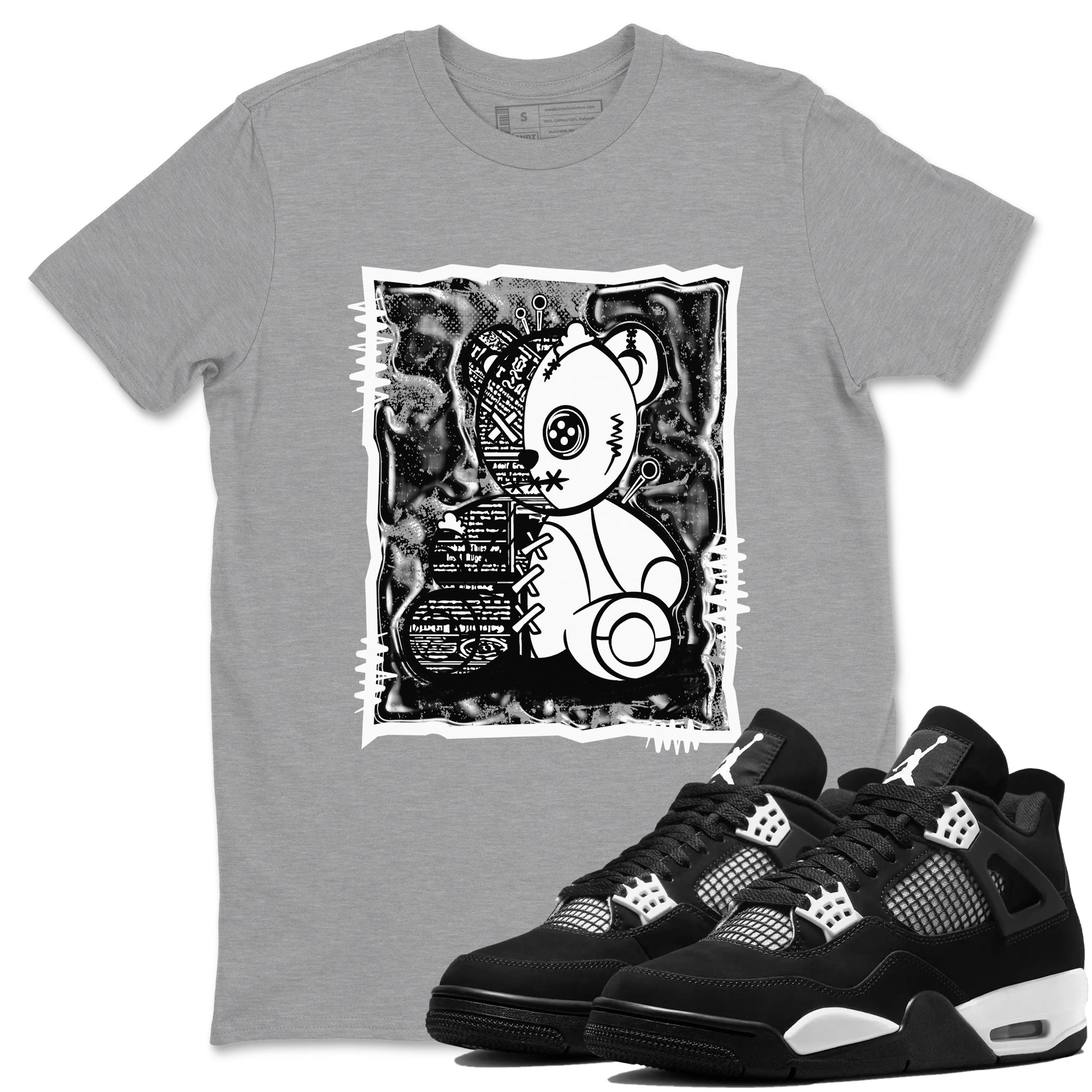 4s White Thunder shirts to match jordans Vintage Bear sneaker match tees Air Jordan 4 White Thunder SNRT Sneaker Release Tees unisex cotton Heather Grey 1 crew neck shirts