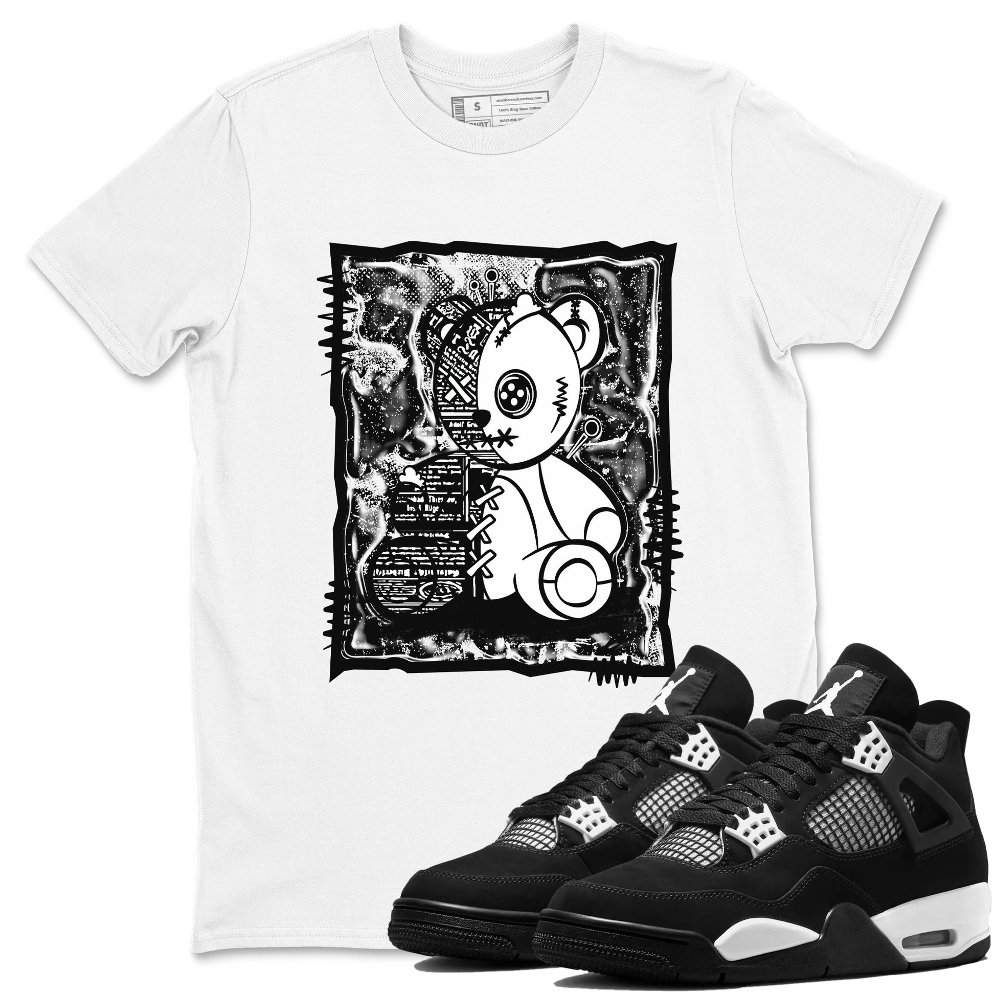 4s White Thunder shirts to match jordans Vintage Bear sneaker match tees Air Jordan 4 White Thunder SNRT Sneaker Release Tees unisex cotton White 1 crew neck shirts