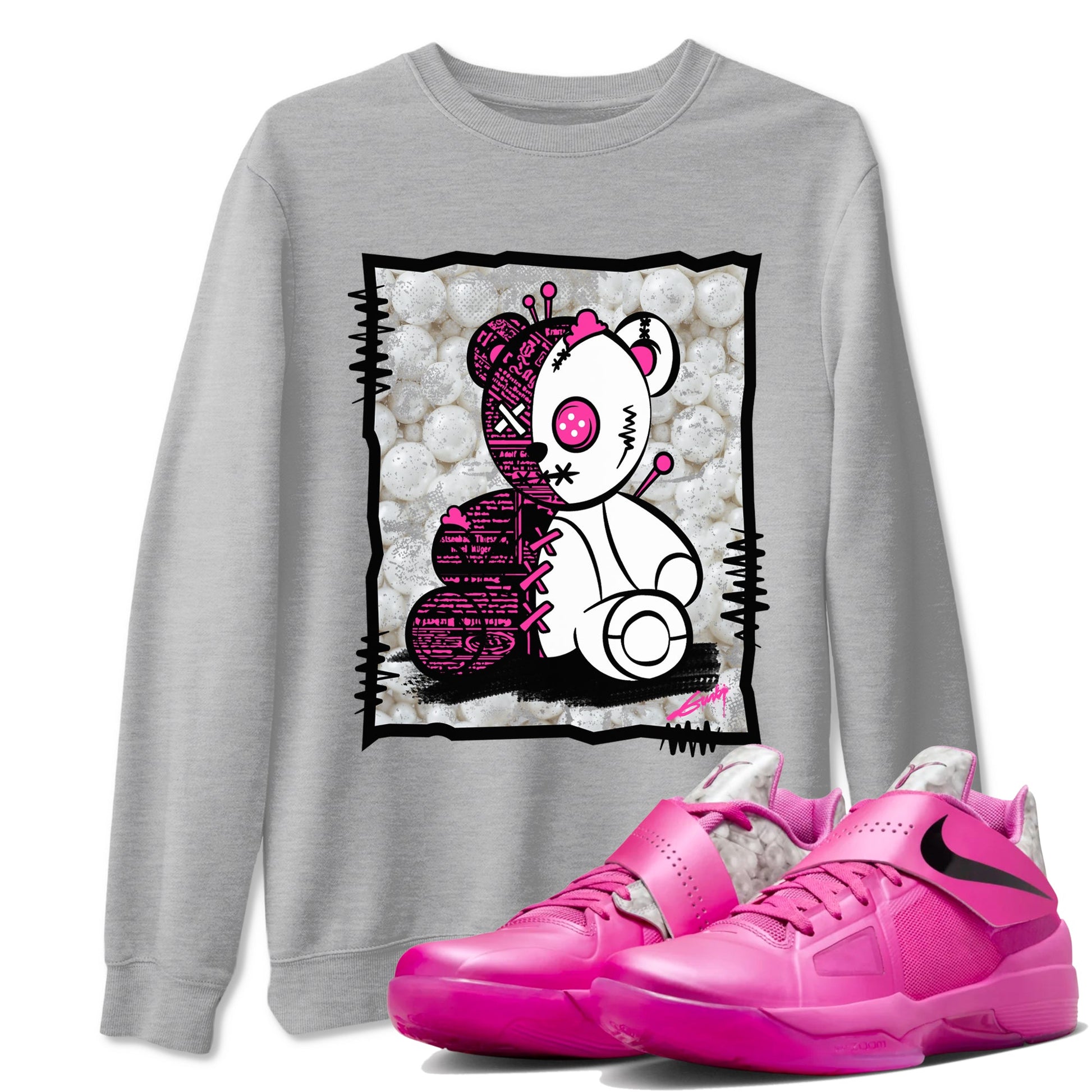 Nike KD 4 Retro Aunt Pearl shirts to match jordans Vintage Bear sneaker match tees Nike KD 4 Aunt Pearl match shoes to clothes SNRT Sneaker Tees unisex cotton Heather Grey 1 shirts