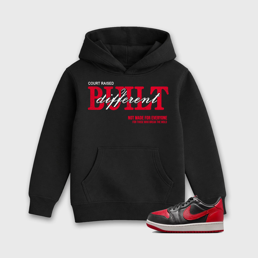Sneaker match tees – Sneaker Tees To Match Air Jordan 1 Banned Shoes – Vintage Built Different Kids T-Shirt Black 1