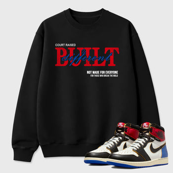 Sneaker match tees – Sneaker Tees To Match Air Jordan 1 Union x Fragment Shoes – Vintage Built Different Tee Black 1