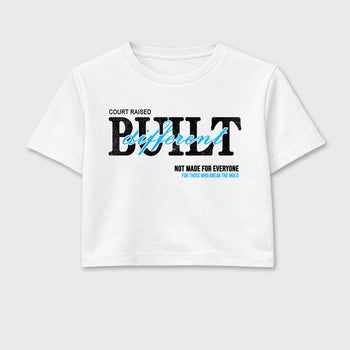 Sneaker match tees – Sneaker Tees To Match Air Jordan 14 University Blue Shoes – Vintage Built Different Crop T-Shirt White 2