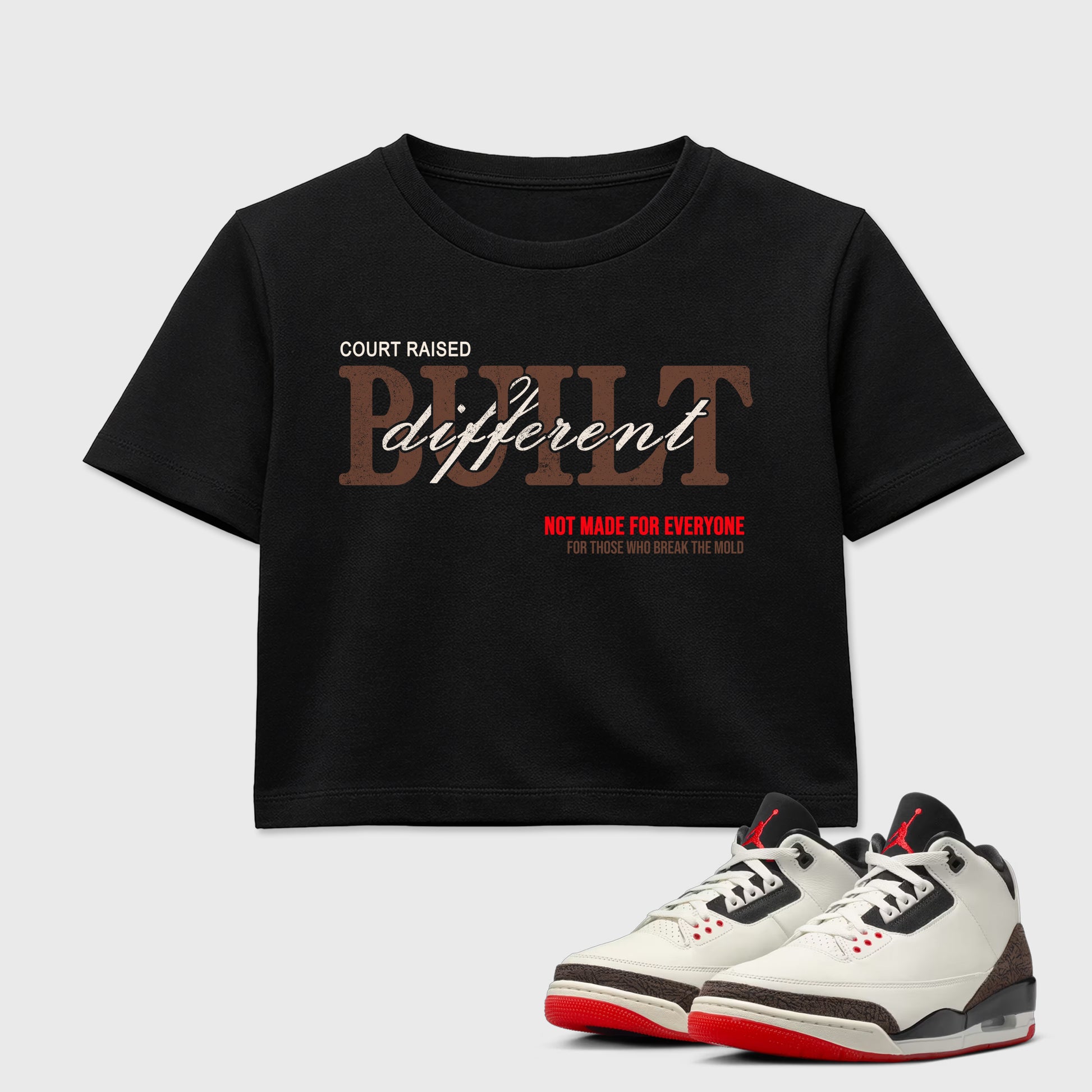 Sneaker match tees – Sneaker Tees To Match Air Jordan 3 World's Best Dad Shoes – Vintage Built Different Crop T-Shirt Black 1