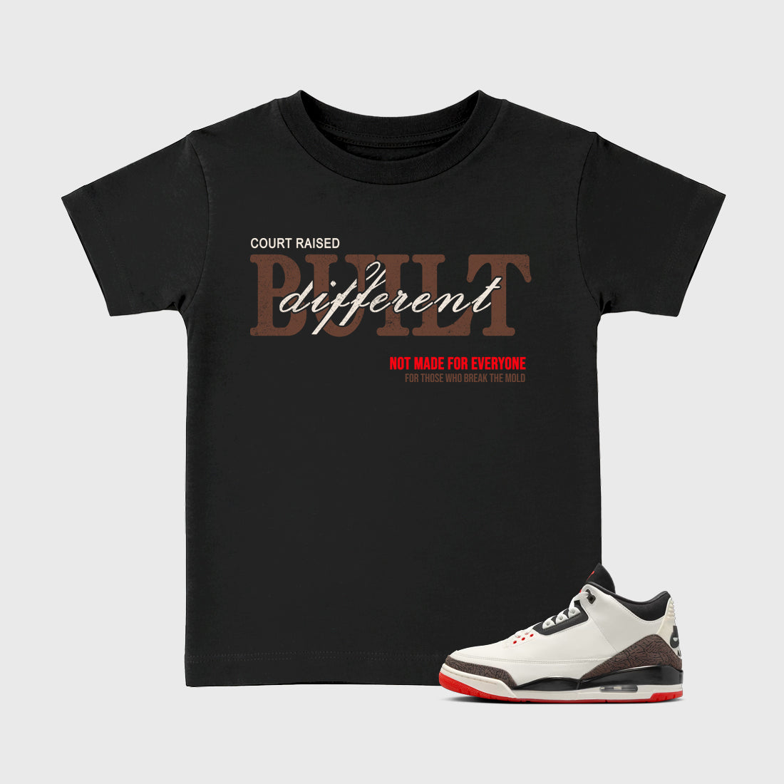 Sneaker match tees – Sneaker Tees To Match Air Jordan 3 World's Best Dad Shoes – Vintage Built Different Kids T-Shirt Black 1