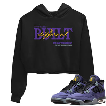 Sneaker match tees – Sneaker Tees To Match Air Jordan 4 Lakeshow Shoes – Vintage Built Different Crop T-Shirt Black 1