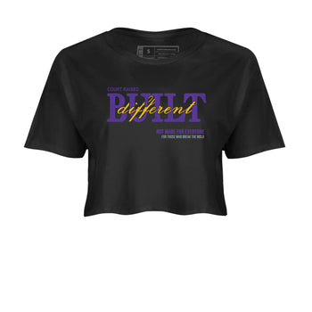 Sneaker match tees – Sneaker Tees To Match Air Jordan 4 Lakeshow Shoes – Vintage Built Different Crop T-Shirt Black 2