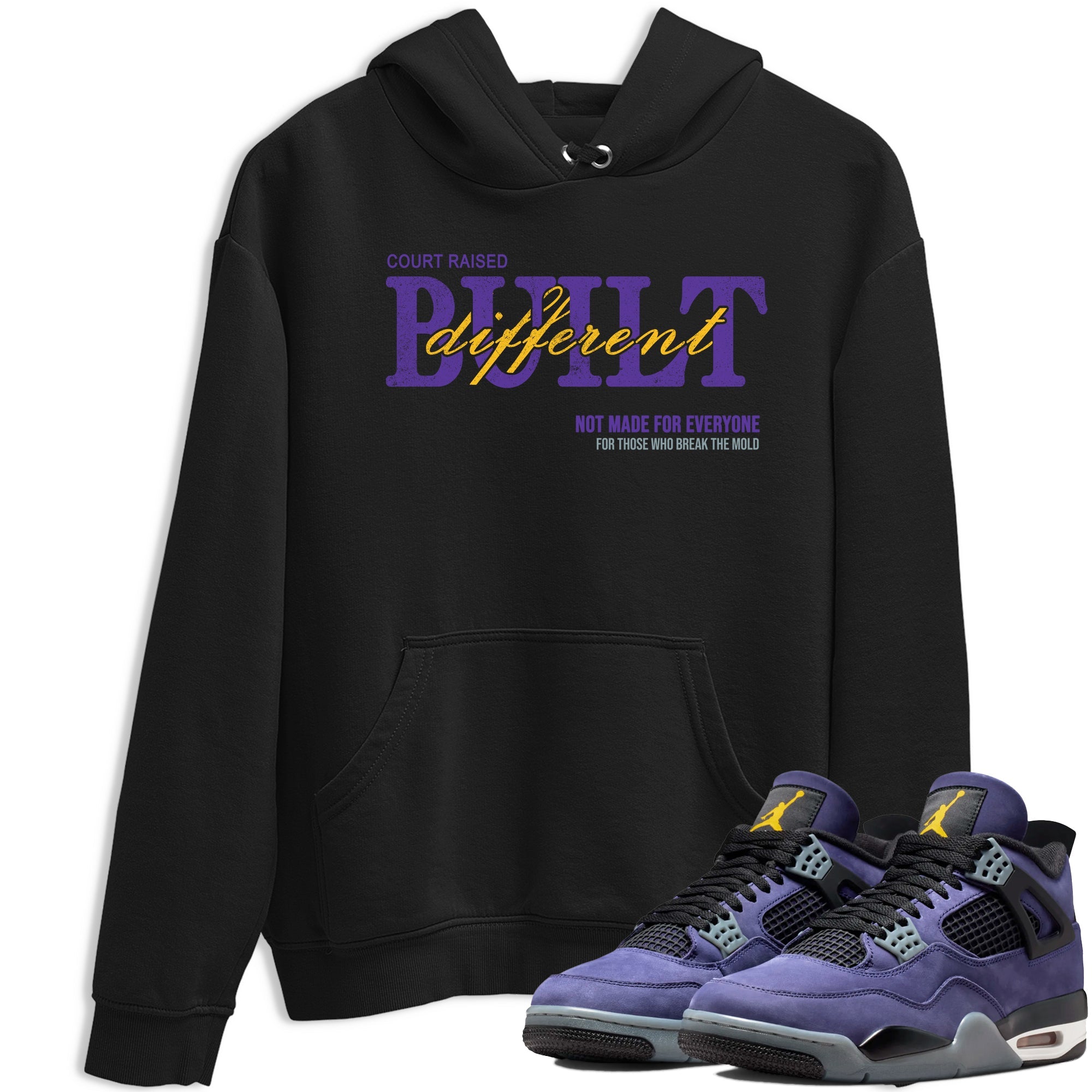 Sneaker match tees – Sneaker Tees To Match Air Jordan 4 Lakeshow Shoes – Vintage Built Different Tee Black 1
