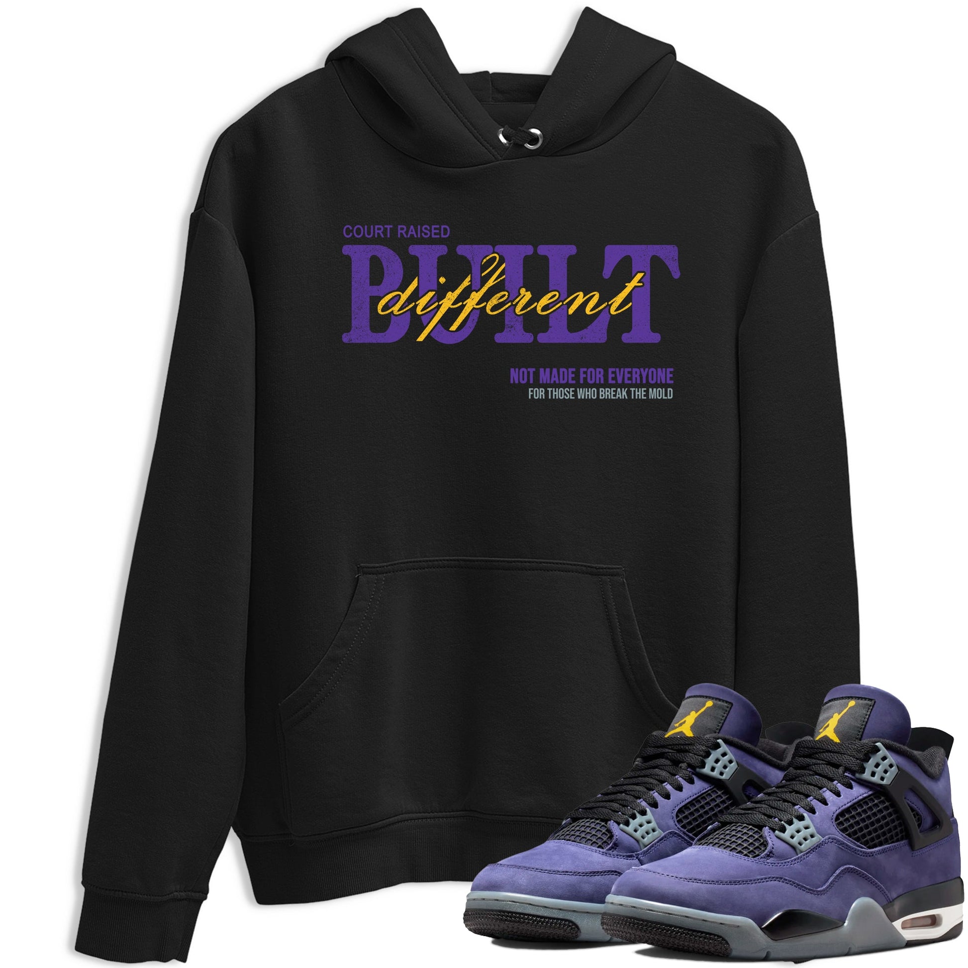 Sneaker match tees – Sneaker Tees To Match Air Jordan 4 Lakeshow Shoes – Vintage Built Different Tee Black 1