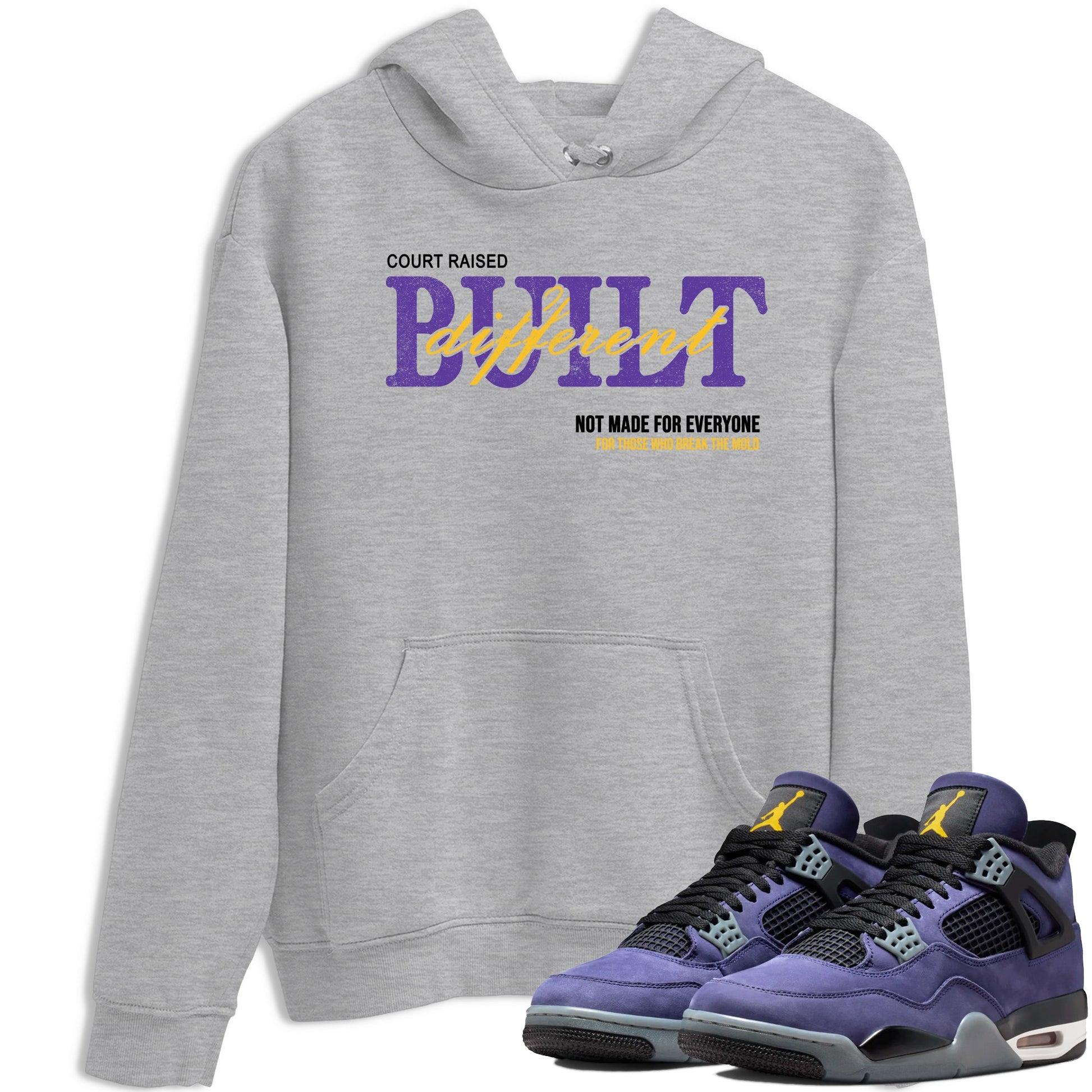 Sneaker match tees – Sneaker Tees To Match Air Jordan 4 Lakeshow Shoes – Vintage Built Different Tee Heather Grey 1