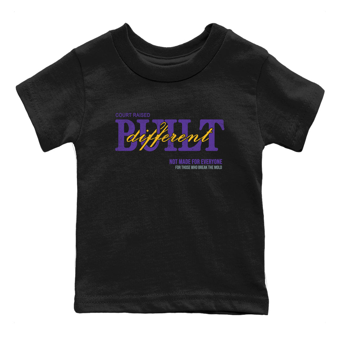 Sneaker match tees – Sneaker Tees To Match Air Jordan 4 Lakeshow Shoes – Vintage Built Different Kids T-Shirt Black 2