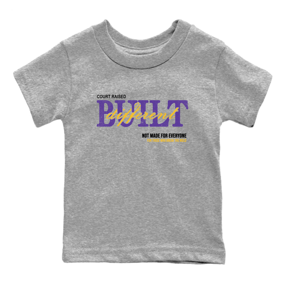 Sneaker match tees – Sneaker Tees To Match Air Jordan 4 Lakeshow Shoes – Vintage Built Different Kids T-Shirt Heather Grey 2