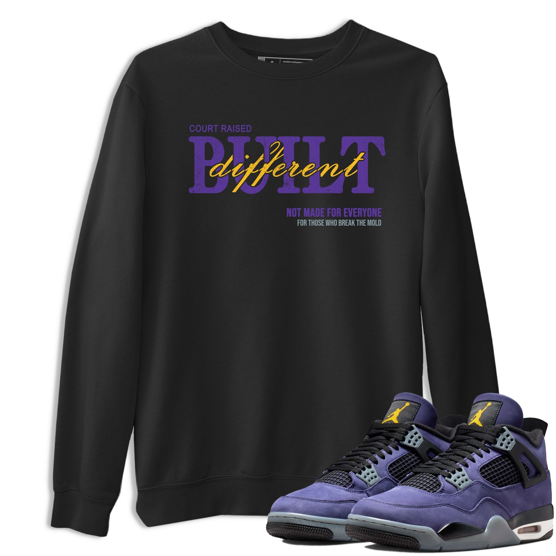 Sneaker match tees – Sneaker Tees To Match Air Jordan 4 Lakeshow Shoes – Vintage Built Different Tee Black 1