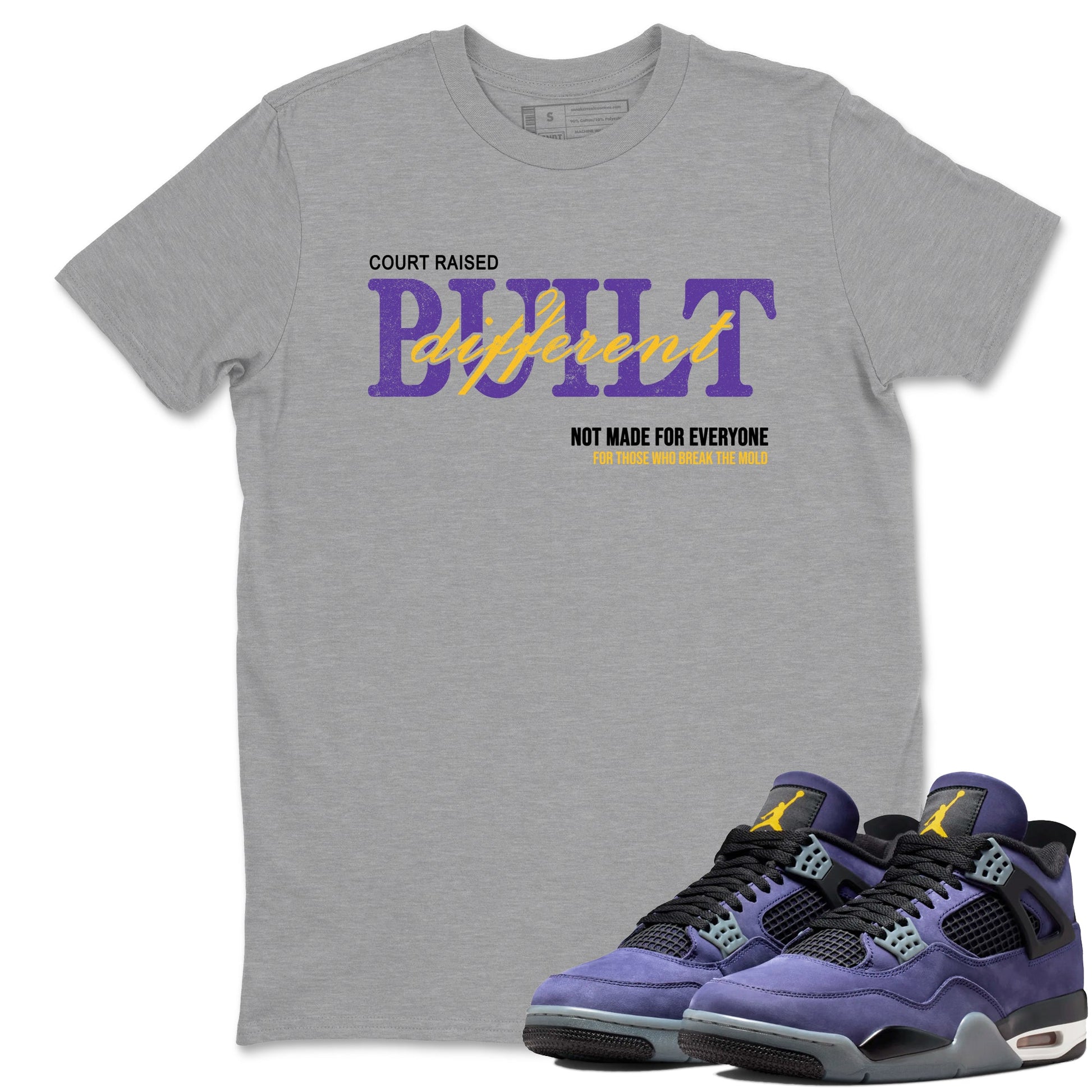 Sneaker match tees – Sneaker Tees To Match Air Jordan 4 Lakeshow Shoes – Vintage Built Different Tee Heather Grey 1