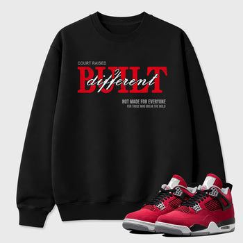 Vintage Built Different Graphic T-Shirt sneaker match tee designed for the Air Jordan 4 Toro Bravo, featuring coordinated color options for a perfect streetwear match. Black 1 shirt.