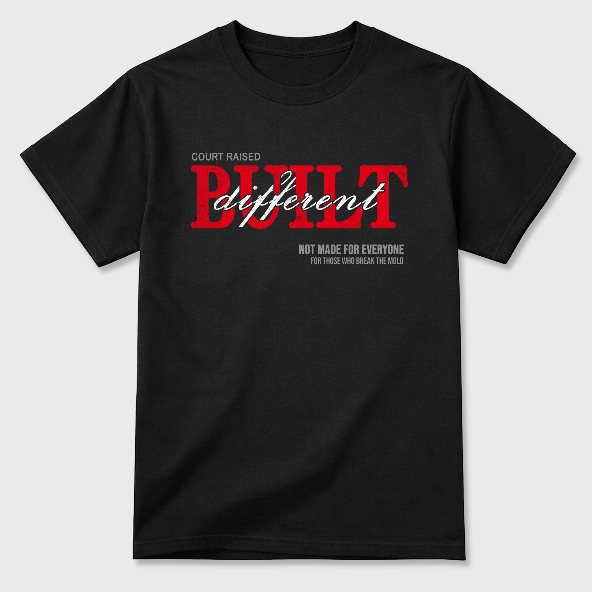 Vintage Built Different Graphic T-Shirt sneaker match tee designed for the Air Jordan 4 Toro Bravo, featuring coordinated color options for a perfect streetwear match. Black 2 shirt.