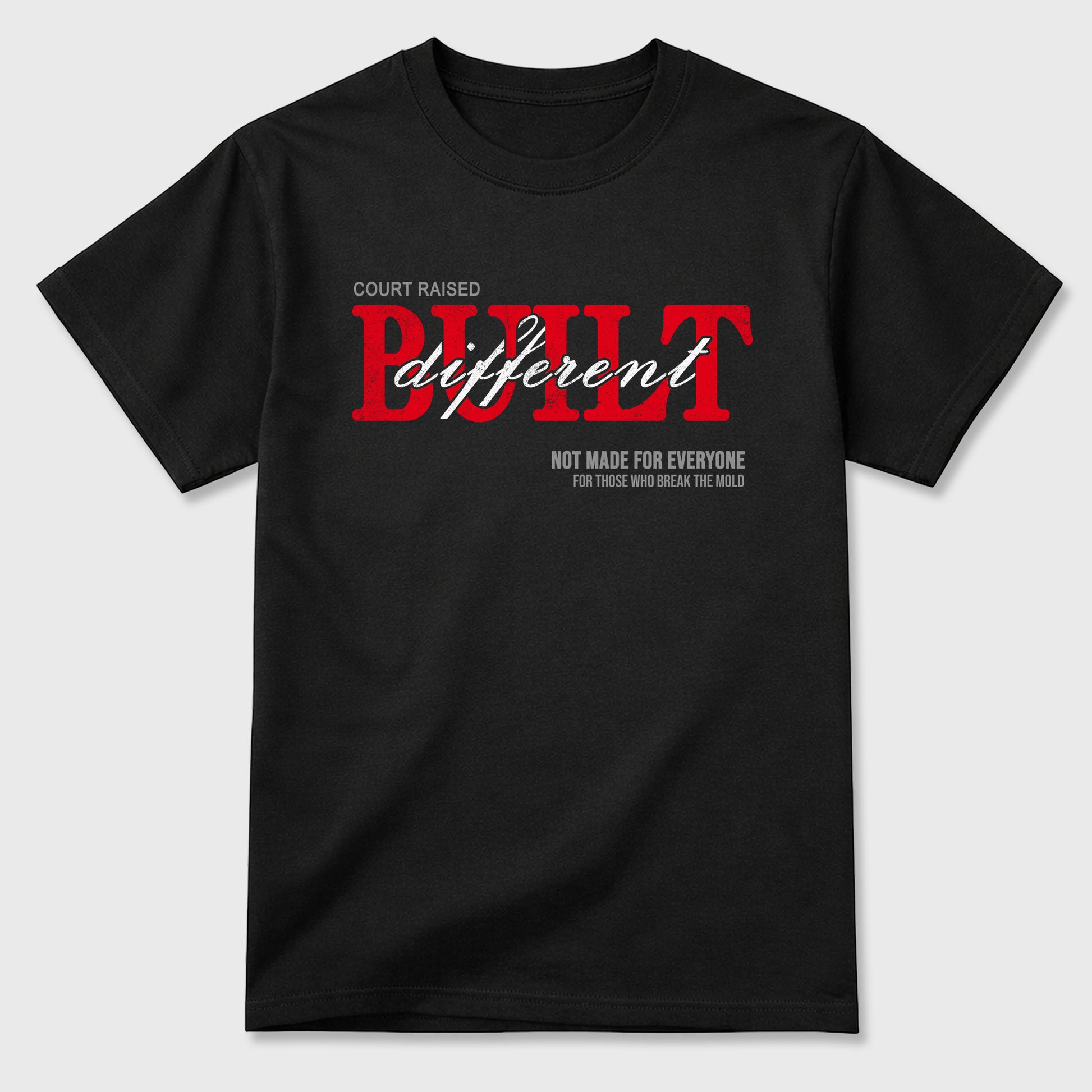 Vintage Built Different Graphic T-Shirt sneaker match tee designed for the Air Jordan 4 Toro Bravo, featuring coordinated color options for a perfect streetwear match. Black 2 shirt.