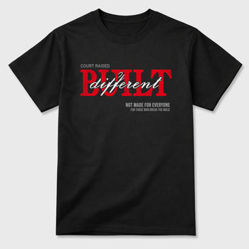 Vintage Built Different Graphic T-Shirt sneaker match tee designed for the Air Jordan 4 Toro Bravo, featuring coordinated color options for a perfect streetwear match. Black 2 shirt.