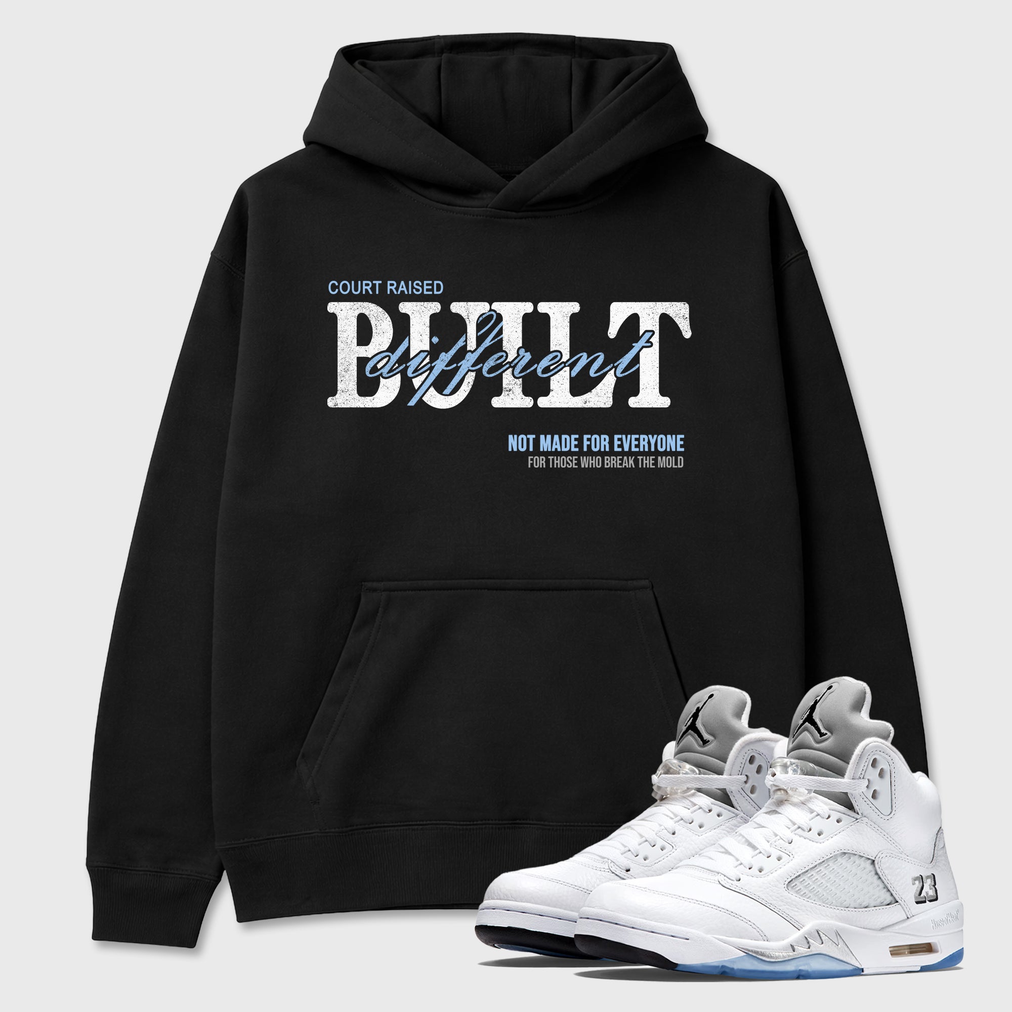 Sneaker match tees – Sneaker Tees To Match Air Jordan 5 White Metallic Shoes – Vintage Built Different Tee Black 1