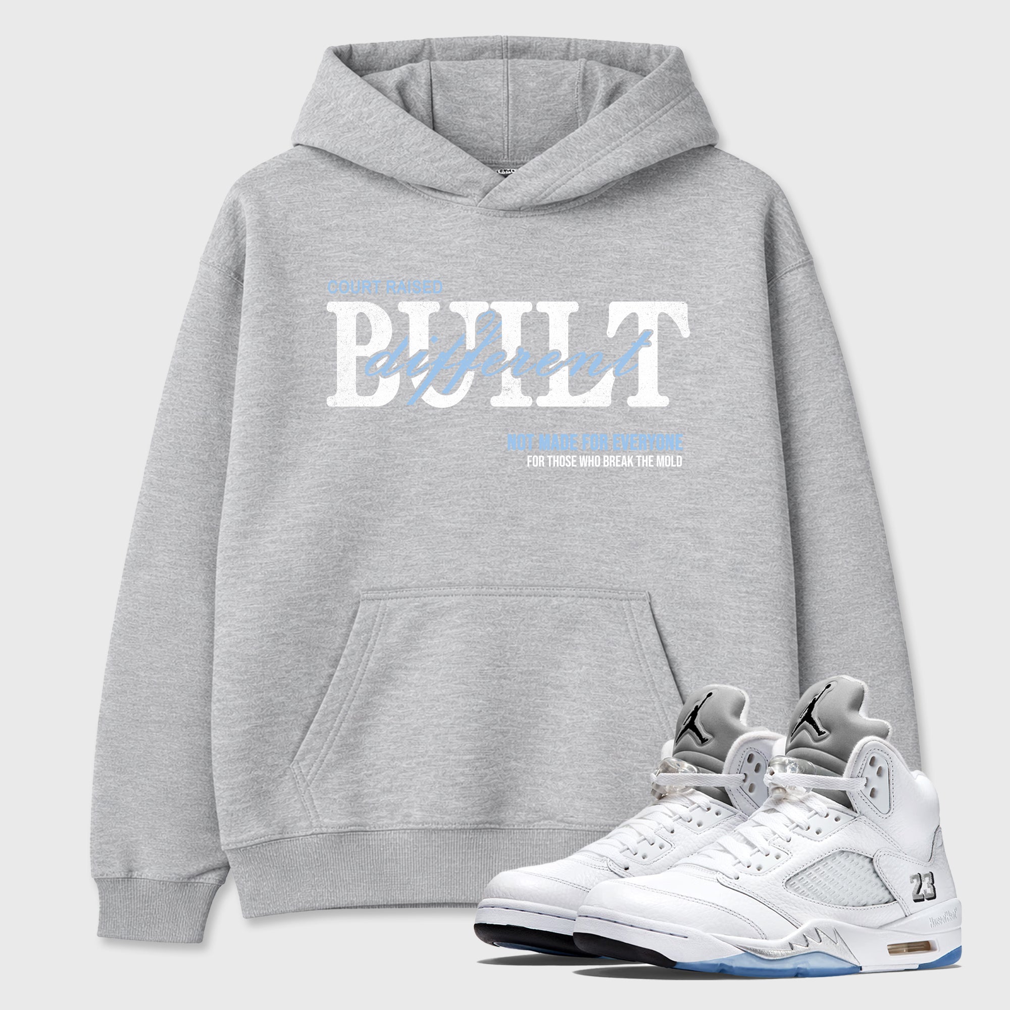 Sneaker match tees – Sneaker Tees To Match Air Jordan 5 White Metallic Shoes – Vintage Built Different Tee Heather Grey 1