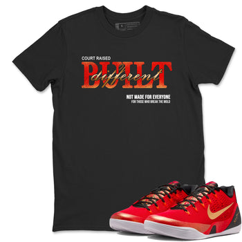Sneaker match tees – Sneaker Tees To Match Nike KB 9 China Kobe 9 Low Proto EM University Red and Metallic Gold Shoes – Vintage Built Different Tee Black 1