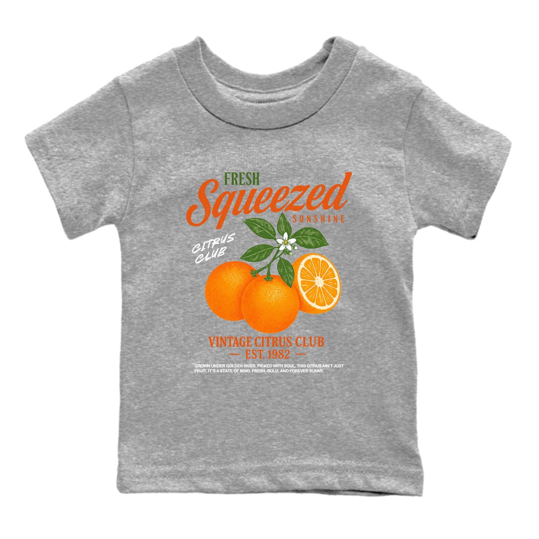 Sneaker match tees – Streetwear Graphic Tees Air Jordan 1 Shattered Backboard Sneakers – Vintage Citrus Club Kids Craphic T-Shirt Heather Grey 2