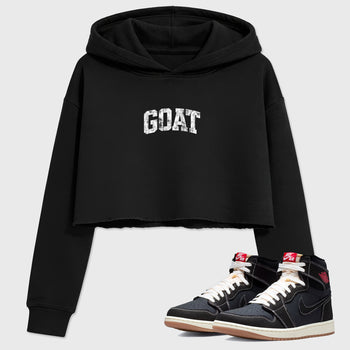 Sneaker match tees – Sneaker Tees To Match Air Jordan 1 Flight Club Shoes – Vintage Goat Crop T-Shirt Black 1