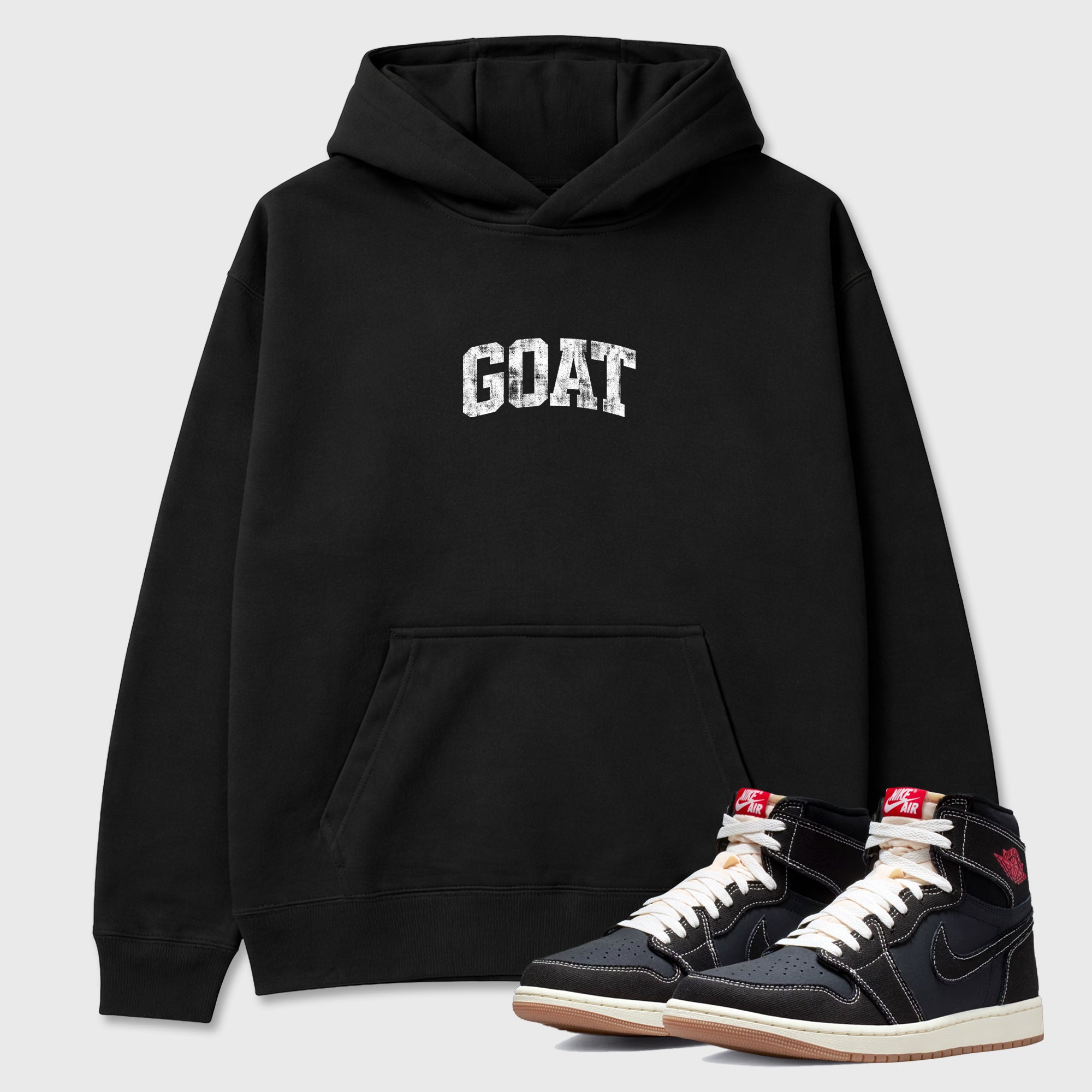 Sneaker match tees – Sneaker Tees To Match Air Jordan 1 Flight Club Shoes – Vintage Goat Tee Black 1