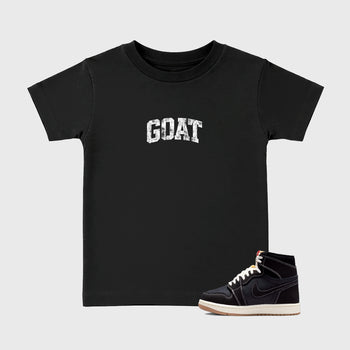 Sneaker match tees – Sneaker Tees To Match Air Jordan 1 Flight Club Shoes – Vintage Goat Kids T-Shirt Black 1