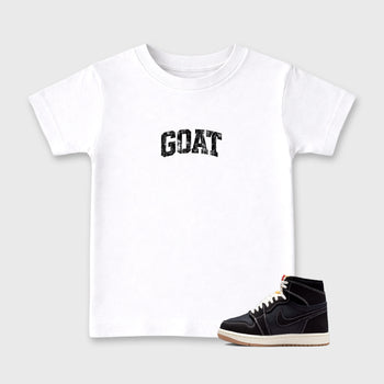 Sneaker match tees – Sneaker Tees To Match Air Jordan 1 Flight Club Shoes – Vintage Goat Kids T-Shirt White 1