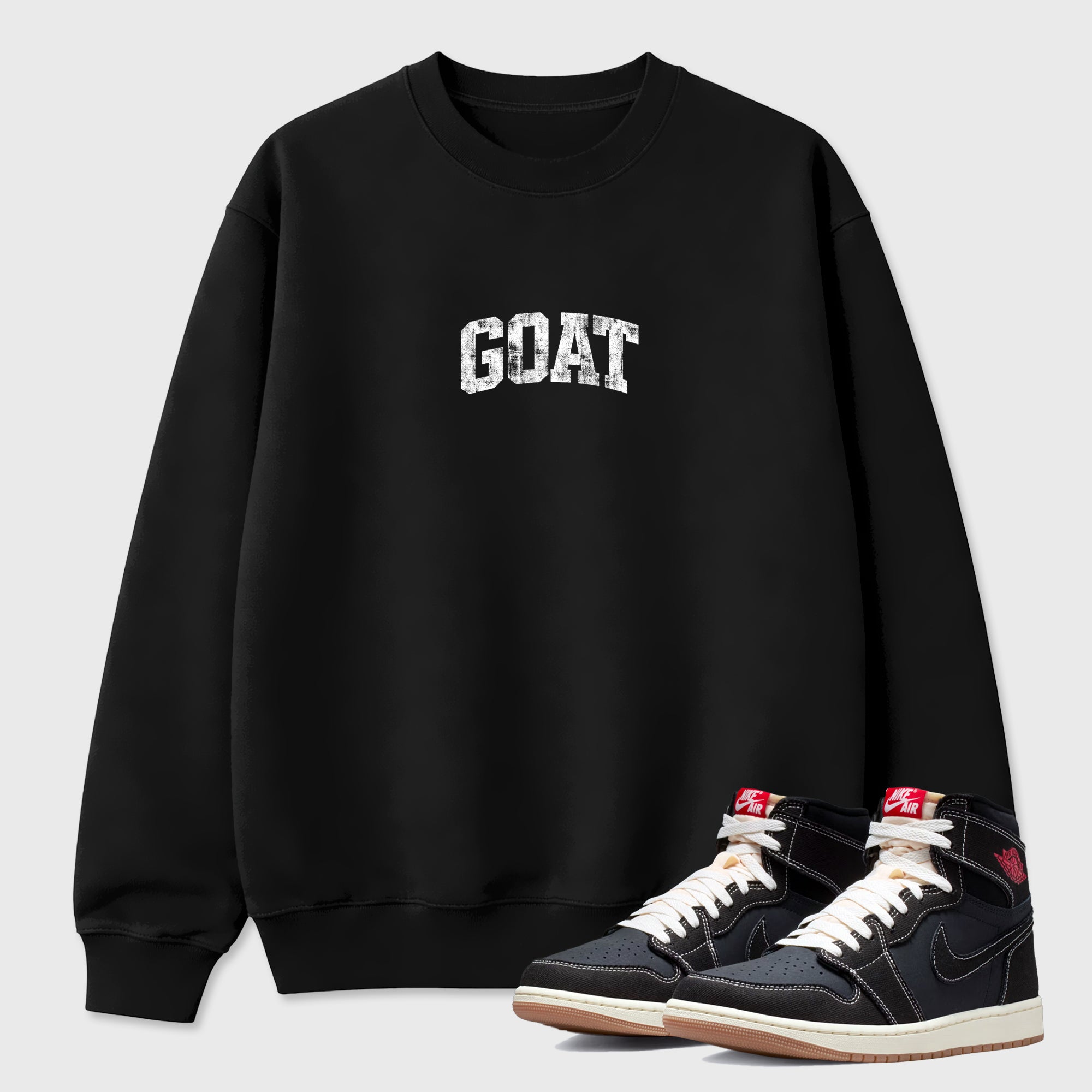 Sneaker match tees – Sneaker Tees To Match Air Jordan 1 Flight Club Shoes – Vintage Goat Tee Black 1