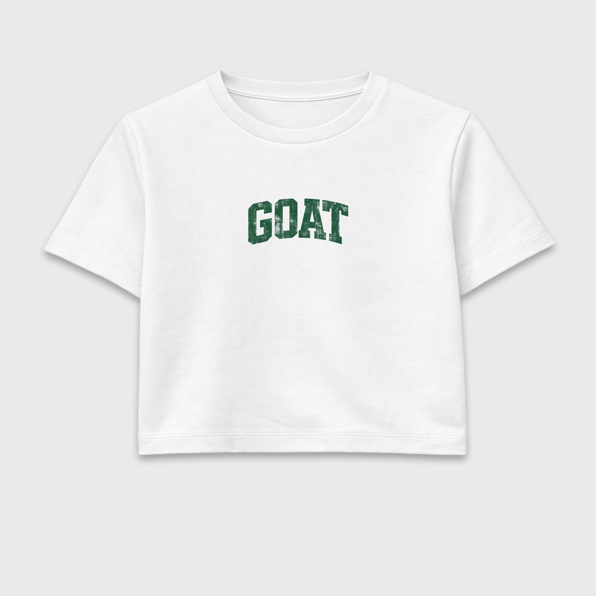 Vintage Goat women’s crop tee designed to match the Air Jordan 12 Summit Green, featuring coordinated White 2 options for a perfect streetwear vibe.