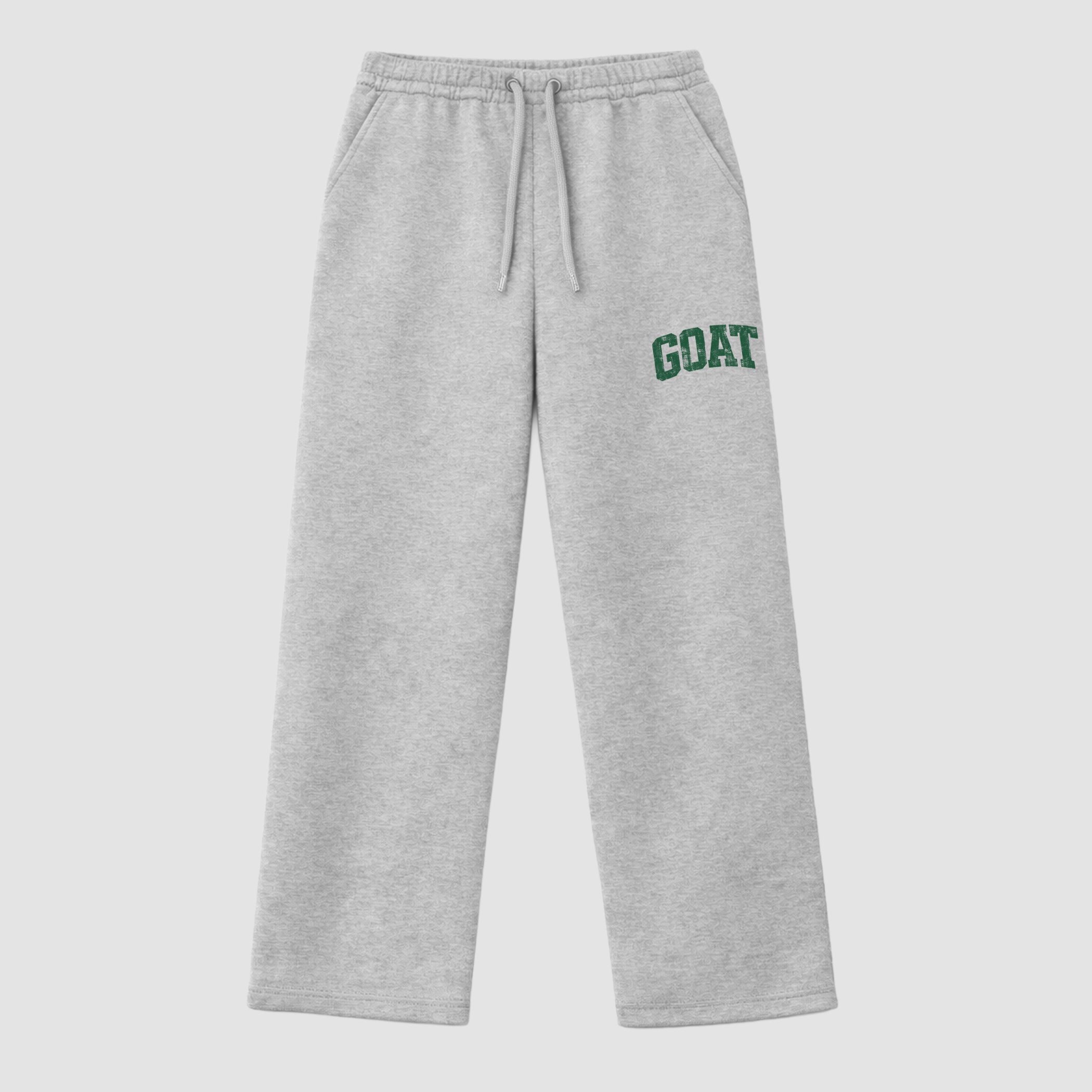 Vintage Goat graphic wide cut sweatpants designed to match the Air Jordan 12 Summit Green, featuring coordinated Heather Grey 1 options for a perfect streetwear vibe.
