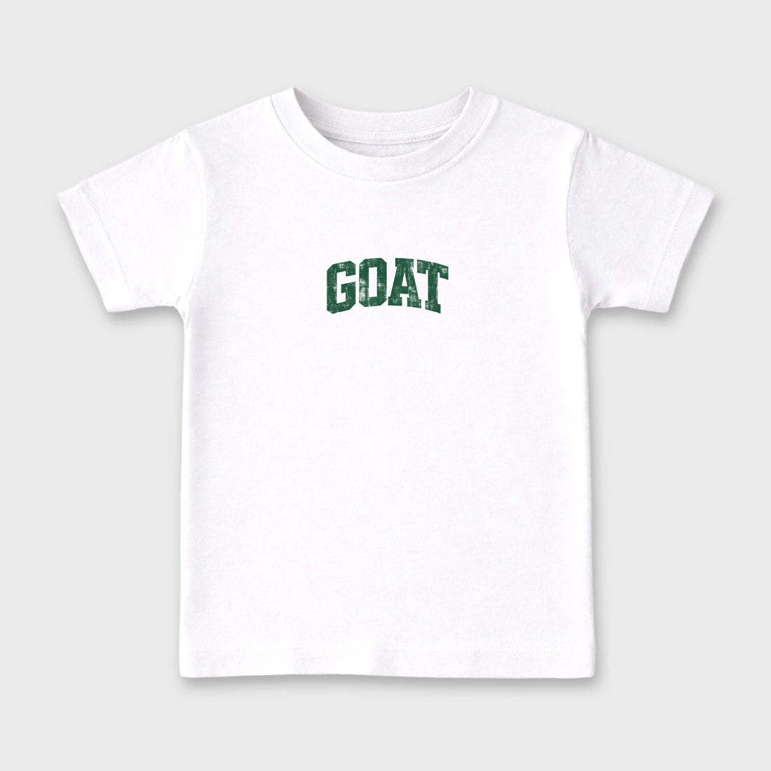 Vintage Goat Baby & Kids Graphic T-Shirt featuring original artwork designed to match the Air Jordan 12 Summit Green. White 2 Kids Graphic Tee.