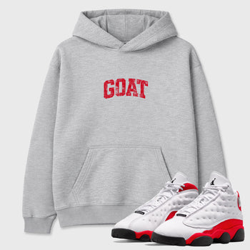 Sneaker match tees – Sneaker Tees To Match Air Jordan 13 University Red Shoes – Vintage Goat Tee Heather Grey 1