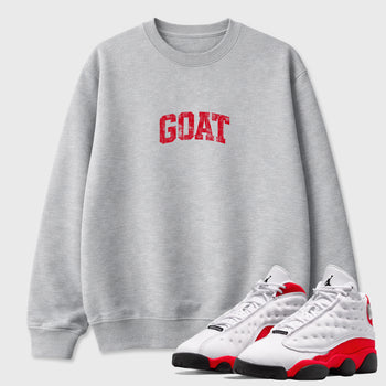 Sneaker match tees – Sneaker Tees To Match Air Jordan 13 University Red Shoes – Vintage Goat Tee Heather Grey 1