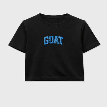 Sneaker match tees – Sneaker Tees To Match Air Jordan 14 University Blue Shoes – Vintage Goat Crop T-Shirt Black 2
