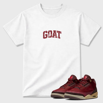 Vintage Goat Graphic T-Shirt sneaker match tee designed for the Air Jordan 3 Bin 23, featuring coordinated color options for a perfect streetwear match. White 1 shirt.
